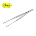 thumbnail image 1 of Uxcell Pinzas rectas redondas de 7.09''x0.47'' con punta serrada de acero inoxidable tono plateado 2 piezas, 1 of 5