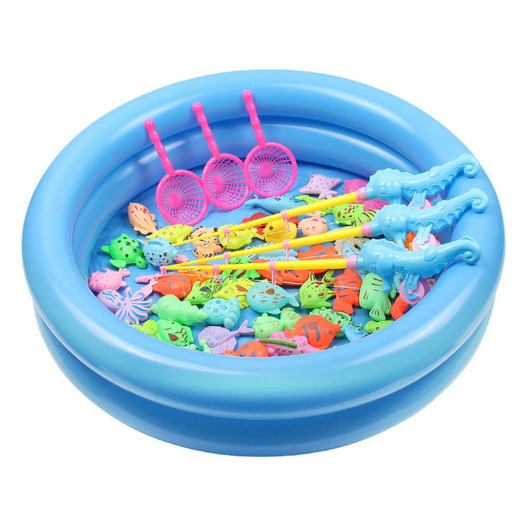 SHELLTON 42 PCS Magnetic Fishing Toys Game Set for Kids Water Table Bathtub  kiddie Pool Party with Pole Rod Net, Plastic Floating Fish - age 3 4 5  6 7 8 Year Old 