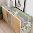 thumbnail image 4 of Easter Bunny Table Runner - 60 Inch Long, Kitchen Dining Table Runner Dresser Scarves, Farmhouse Colorful Eggs Tulip Wooden Grain Farmhouse Decor for Coffee Tables Wedding Party Banquet, 4 of 8