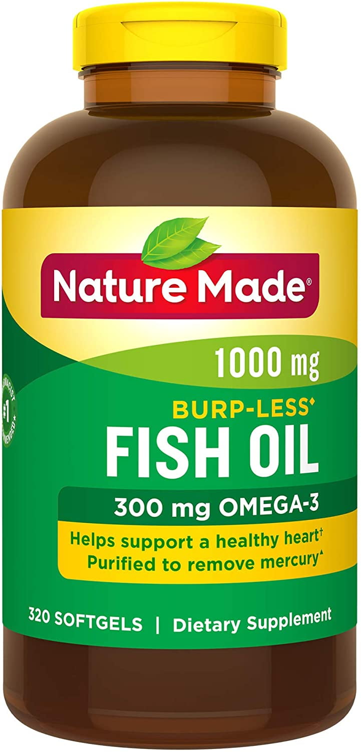 Nature Made Burpless Fish Oil 1000 mg w. Omega3 300 mg Softgels Mega