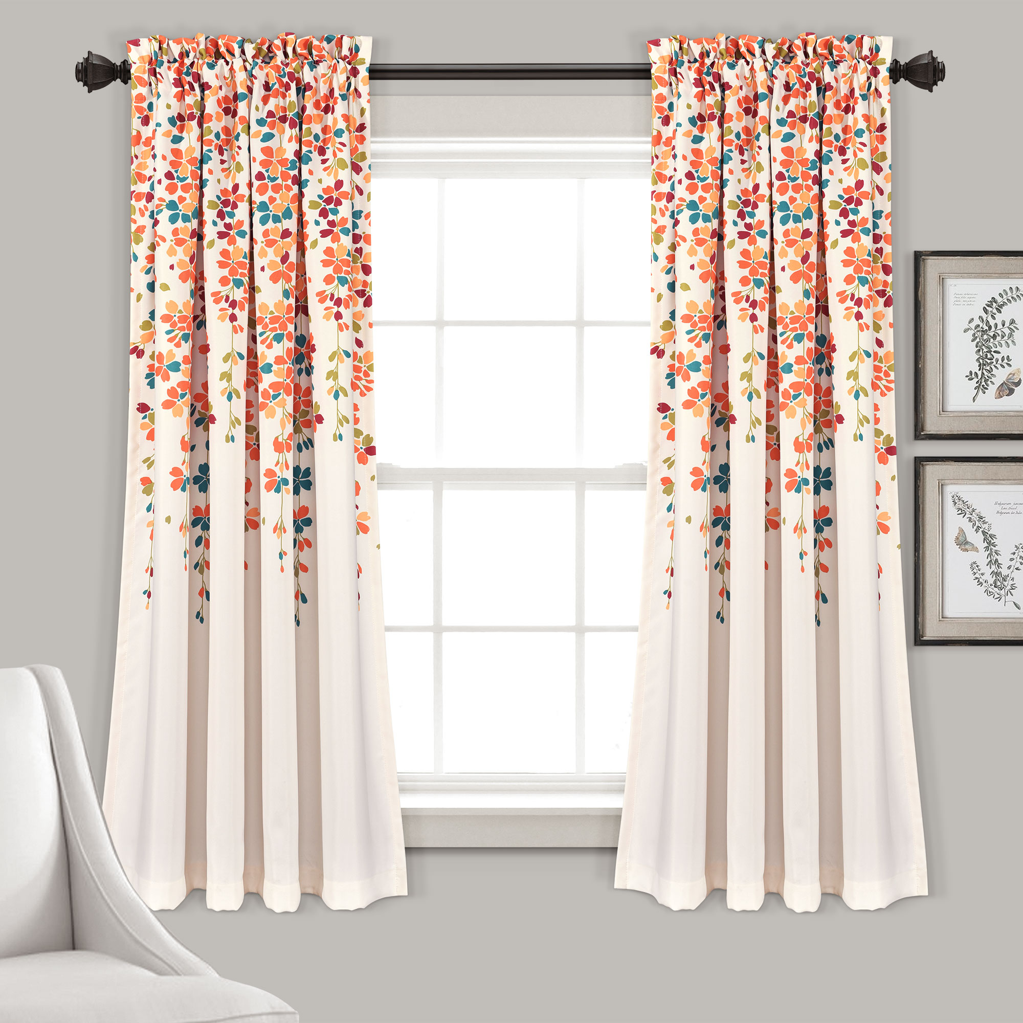 Lush Decor Weeping Flowers Room Darkening Window Curtain Panels