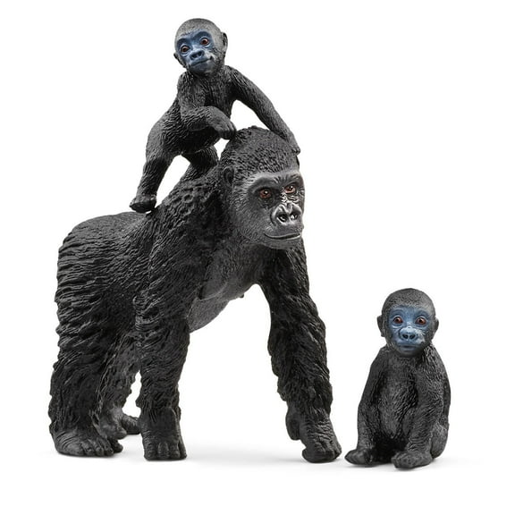 Schleich Wild Life - Gorilla Family Playset - Mother and Baby Gorilla Figurines - Monkey Toys for Kids 3 