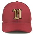 thumbnail image 2 of Daxton Premium Mid Profile Hat Semi Curved Visor Red Cap Black Gold Gothic Embroidered, Letter V, 2 of 4
