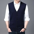 thumbnail image 4 of Men's Sweater Vest for Autumn and Winter with V-Neck Pure Color Wool Blend Non-Hooded Button Buckle Design Classic Sleeveless Knitwear Suitable for Layering, 4 of 6