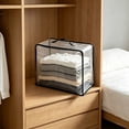 thumbnail image 3 of Tunhigl Clear Clothes Storage Bags, 50L Blanket Storage Containers with Heavy Duty Zipper, Foldable Moving Bags, Closet Organizers for Bedding, Clothing, Comforters, 3 of 6