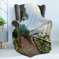 thumbnail image 4 of Beach Soft Flannel Fleece Blanket, Walkway and Jogging Track by Sea in Cinque Terre Italian Mediterranean Vacation, Cozy Plush for Indoor and Outdoor Use, 50" x 60", Green Chocolate, by Ambesonne, 4 of 5