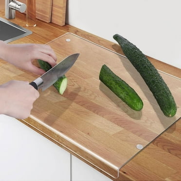 clackibukvyz Acrylic Cutting Board with Counter Lip, 18x14 inch Clear Cutting Boards for Kitchen Counter Non Slip