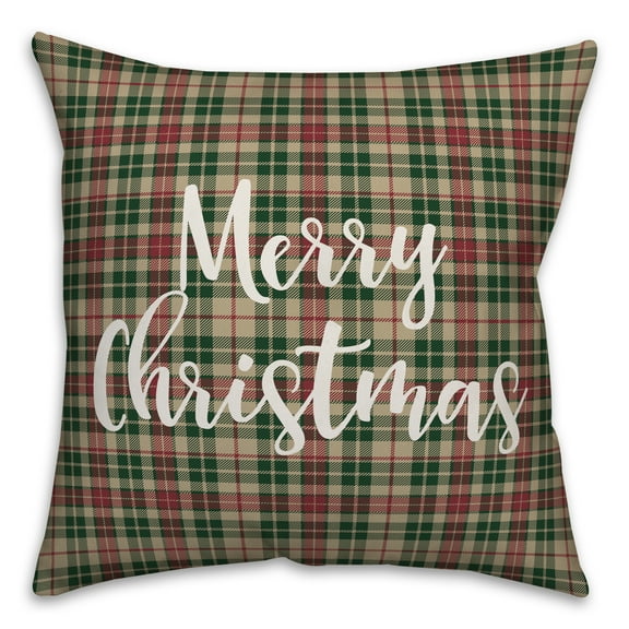 Creative Products Merry Christmas in Tartan Plaid 18x18 Spun Poly Pillow