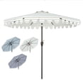 thumbnail image 2 of PolyTEAK 9 Ft Parasol Extérieur en Polyester avec Poteau, Rayé Beige Blanc, 2 of 5