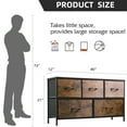 thumbnail image 2 of 5-Drawer Dresser,21''H x 40''L x 12''W Tall Fabric Dresser, Storage Organizer Unit With Wide Chest Bins for Closet, Living Room, Sutdy，Entryway，Hallway, Nursery（Tiger Grain）, 2 of 7