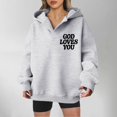 thumbnail image 4 of Shirts for Women Dressy Casual Plus Winter Fall Comfy Hooded Long-sleeved Cap One Shoulder Hoody Graphic Leisure Cotton Hoodies Sweatshirts(Light Gray,XXL), 4 of 6