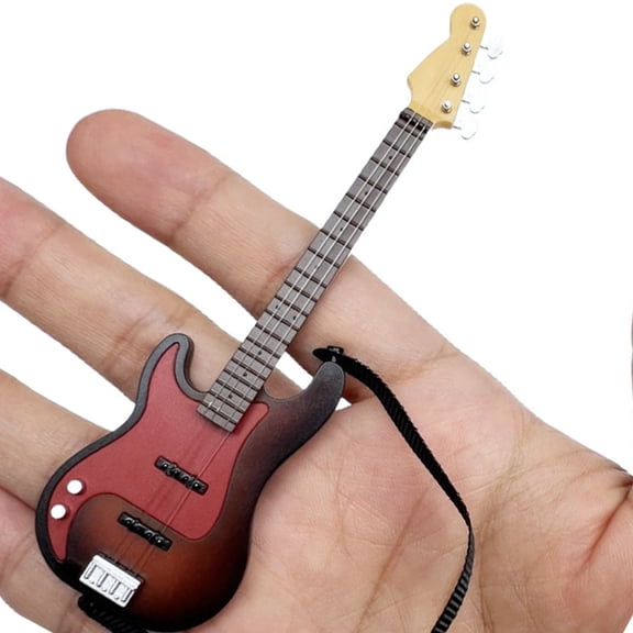 Realistic Tiny Guitar Model 1/12 Scale Detachable Strap Guitar Model Figurine Dollhouses Display Guitar for Music Lover