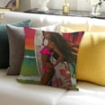 thumbnail image 3 of SHANXI Throw Pillow Covers Cartoon Afro Girl Art Beach Decoration Floral Foliage for Living Room Bedroom Sofa 20x20in, 3 of 5