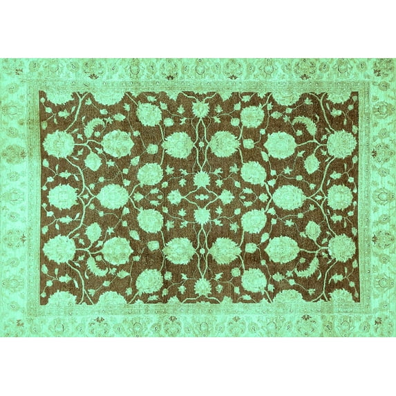 Ahgly Company Indoor Rectangle Abstract Turquoise Blue Modern Area Rugs, 7' x 9'