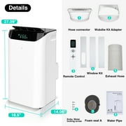 Lcxmtv 14000 BTU Portable Air Conditioners Cools up to 700 Sq. Ft., Portable AC Unit with Cool, Dehumidifier and Fan, Backlit Remote, DIY Window Kit, 24H Timer Sleep Mode, for Bedroom