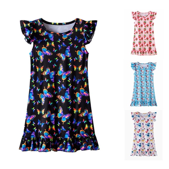 Girl Dress Sleeveless Cute Printed Warm Delightful Modern for Summer and Casual Comfortable Dress Set