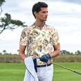 thumbnail image 4 of Daiia Wild Exotic Birds And Flowers Pattern Men’s Polo Shirts,Solid Deck Shirt,Classic Fit, Breathable Cotton Polo for Casual and Sport Wear-X-Large, 4 of 7