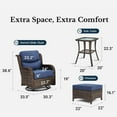 thumbnail image 5 of Hillga Outdoor Wicker Swivel Glider Chair Set, Patio Swivel Rocking Chair Blue Cushion 5 Peices, 5 of 10