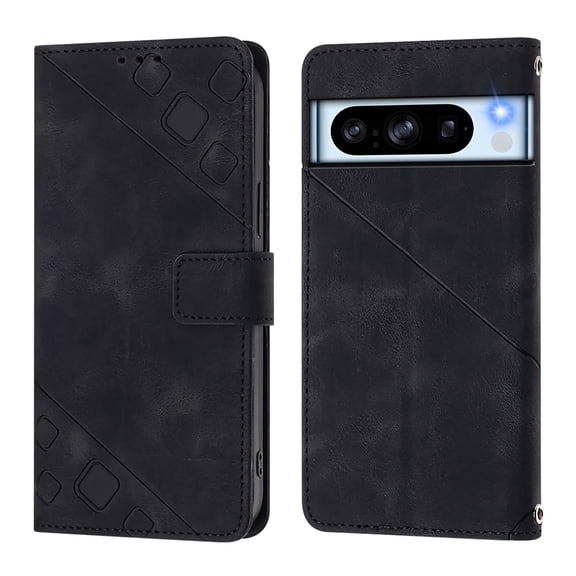Soft skin-feel embossed PU leather Phone Case For Google Pixel 8 Pro, Flip Cover with Card Holder, Kickstand, Magnetic Closure.S01