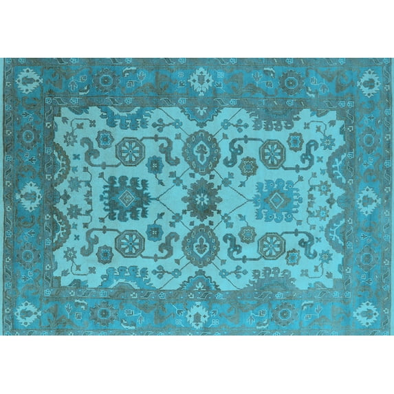 Ahgly Company Indoor Rectangle Oriental Light Blue Industrial Area Rugs, 6' x 9'
