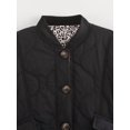 thumbnail image 6 of Women'S Lightweights Quilted Jacket Casual Button Down Puffer Outerwear Leopard Lined Coats with Pockets Black S, 6 of 9
