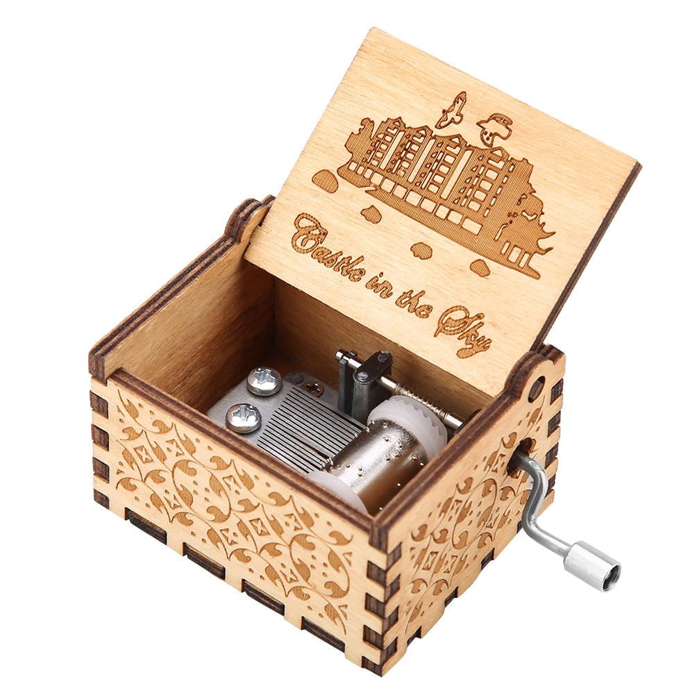 Mgaxyff Music Box,1Pc Wooden Carved Hand Crank Music Box Mechanical Classic Craft Birthday Gift