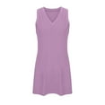 thumbnail image 6 of Htigea Summer V-Neck Dress for Women Sleeveless Side Split Mini Dress Casual Comfortable Beach Home Dresses Purple,XL, 6 of 6