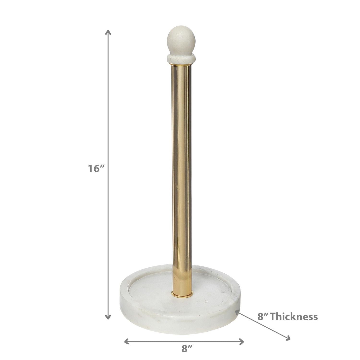 White Marble Base & Top With Gold Metal Paper Towel