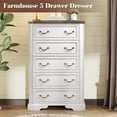 thumbnail image 3 of VANACC Farmhouse 48" Tall 5 Drawers Dresser for Bedroom, Wood Rustic Chest, Closet Organizer for Bedroom, Living Room, Hallway, Antique White, 3 of 6