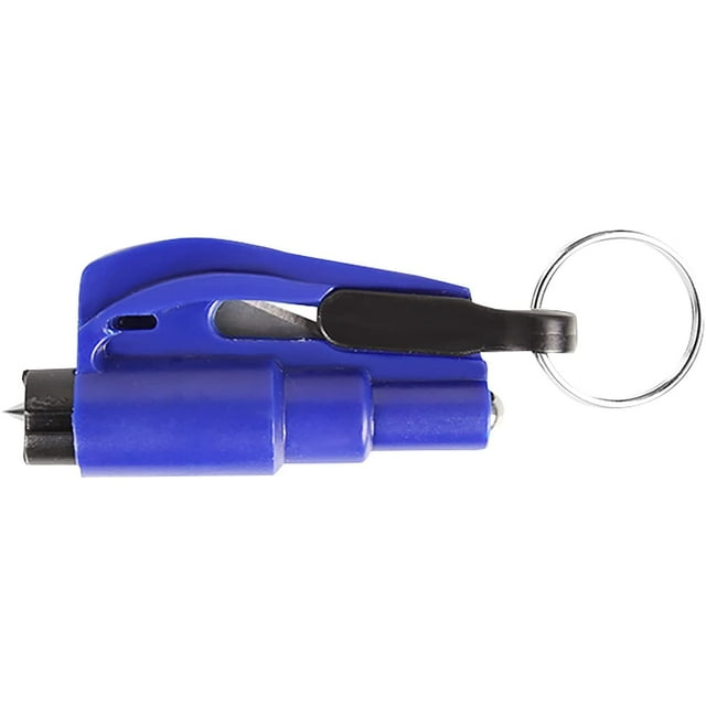 1PC Emergency Keychain Ring Car Escape Tool, 2-in-1 Portable Seat Belt Cutter and Window Glass Breaker, Car Escape Tool for Land and Underwater (Blue)