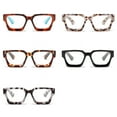thumbnail image 5 of 5 Pairs of Thick Oversize Square Candy Color Reading Glasses 3.50 for Women and Men, Stylish Blue Light Blocking Spring Hinge Readers +3.50, 5 of 5