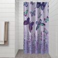 thumbnail image 2 of Purple Butterfly Flower Pattern Shower Curtain 36"x72" ,Bathroom Decorative Shower Curtains Set with 12 Hooks,Modern Waterproof Washable Shower Curtain, 2 of 6