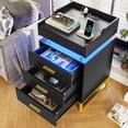 thumbnail image 6 of Amuzer Nightstand with Charging Station and Tray, LED End Side Table with Drawers, Bedside Table for Bedroom, Living Room, Black, 6 of 8