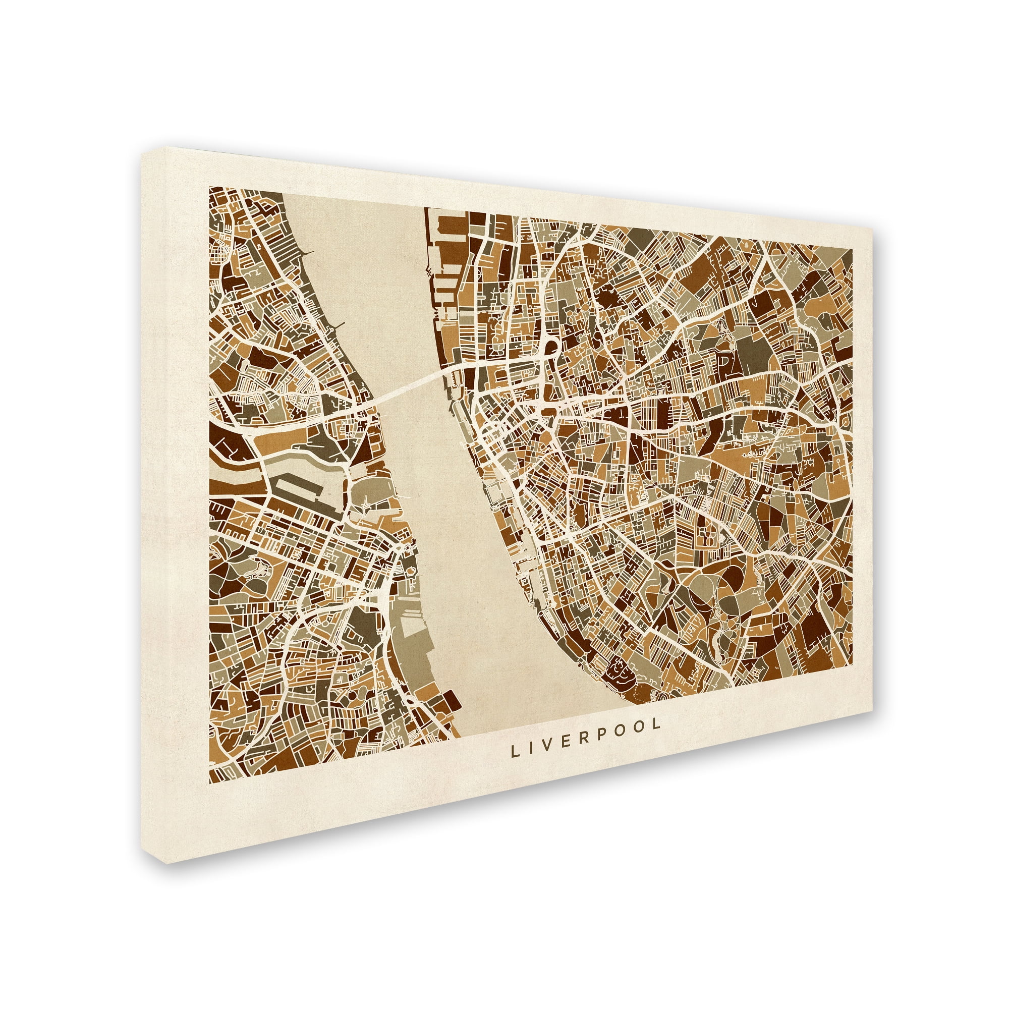 Trademark Fine Art "Liverpool England Street Map 3" Canvas Art by Michael Tompsett
