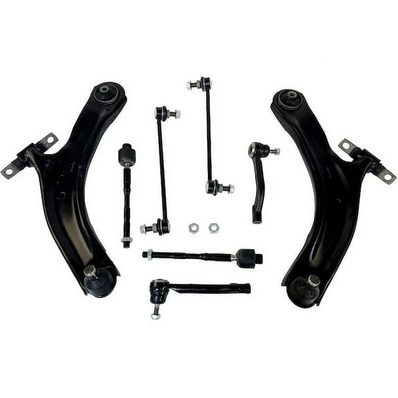 Front Lower Control Arm Ball Joint Tie Rod End and Sway Bar Link Kit - 8-Piece - Compatible with 2008 - 2013 Nissan Rogue 2.5L 4-Cylinder 2009 2010 2011 2012