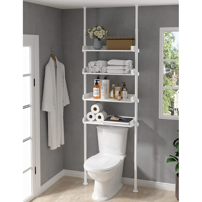 Rolanstar Over The Toilet Storage, 4-Tier Wooden Bathroom Space Saver with  Hooks, Freestanding Bathroom Organizer, Multifunctional Over The Toilet  Storage Rack,…