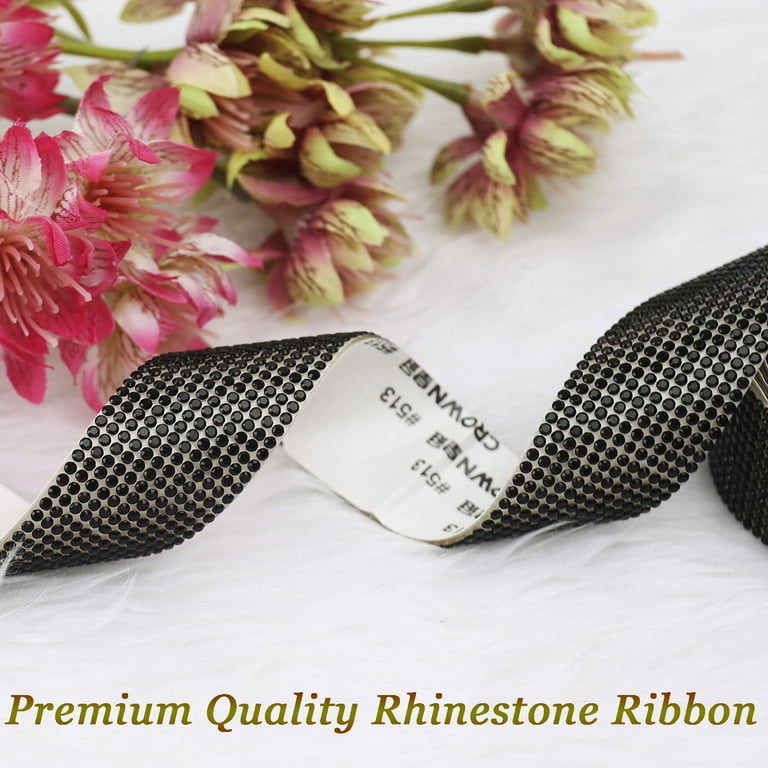5 Pcs 5 Yards 10mm Self-Adhesive Crystal Rhinestone Ribbon Black - Yahoo  Shopping