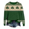 thumbnail image 4 of St Patricks Day Sweater Women Clover Shamrock Ribbed Knit Soft Sweatshirts Crew Neck Long Sleeve Irish Ireland Tops Fall Winter Green S, 4 of 4