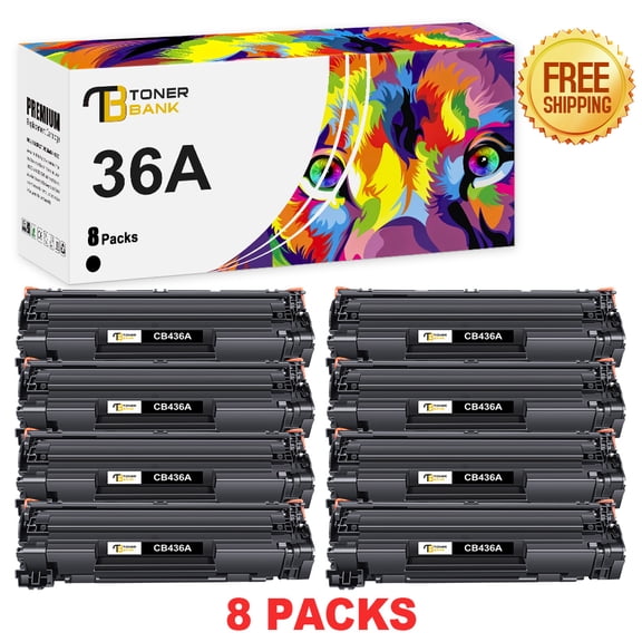 Toner Bank 8-Pack Compatible Toner Cartridge Replacement for HP CB436A LaserJet P1505 1505n M1522nf-MFP M1522n-MFP M1120-MFP M1120n-MFP Black