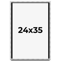 24x35 Frame Brushed Silver Solid Wood Picture Frame | 0.75 Inch Moulding Width | Rabbet Depth 0.75