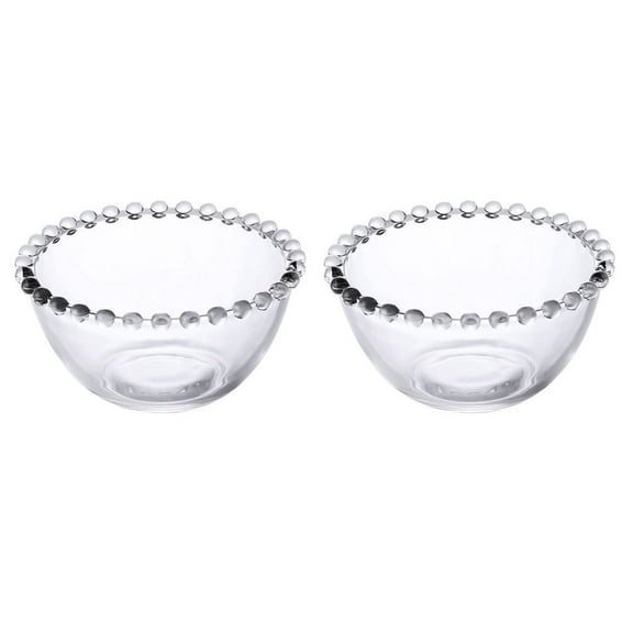 Niceauty Small Glass Bowls for Storage Transparent Decorative Dessert Bowls with Beaded Edges Design 2 Pieces