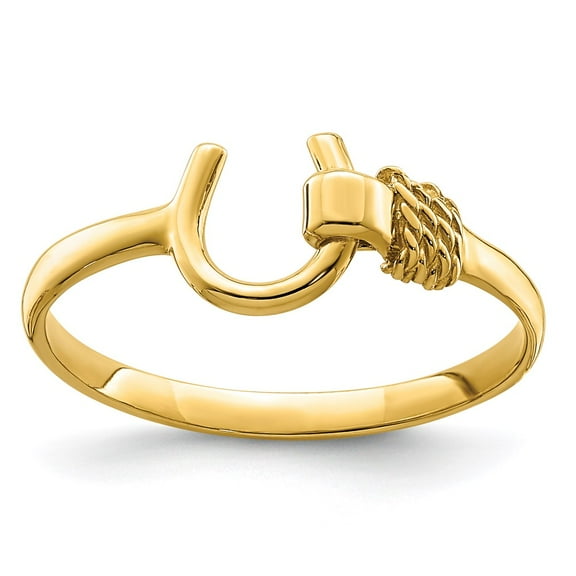 Real 14kt Yellow Gold Horseshoe Ring Size: 7; for Adults and Teens; for Women and Men