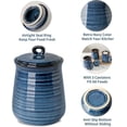 thumbnail image 2 of Ceramic Food Storage Jars,25 Oz Porcelain Kitchen Canisters with Airtight Lids Set of 3,Flour Containers for Countertop,Farmhouse Decor Serving Ground Coffee,Tea,Sugar,Pasta and Rice,Blue, 2 of 6