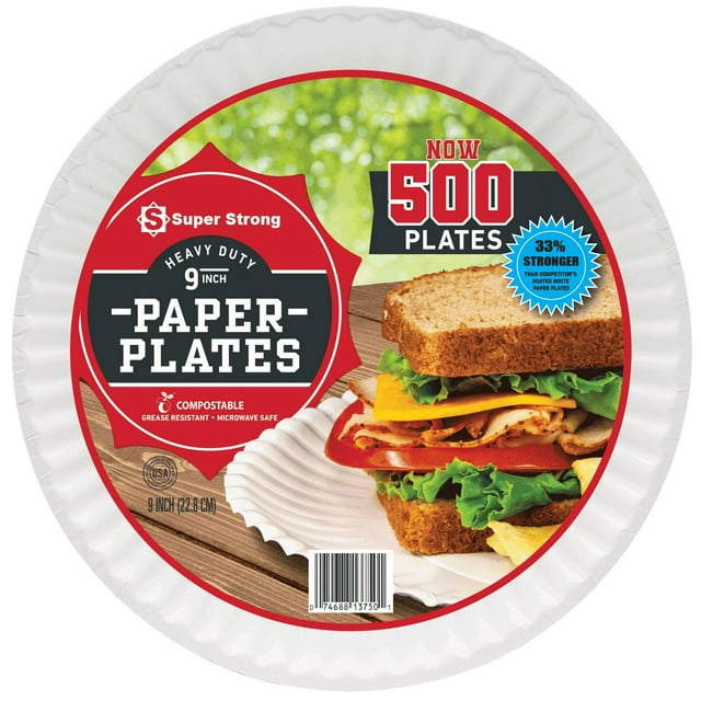 Aspen Products Super Strong Heavy-Duty Paper Plates, 9", 500 ct.