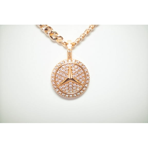 14k Bonded Gold Cuban Chain with Mercedes Pendant, Best Unisex Christmas Gift for Women, Men, Mother, Father, Girlfriend, Boyfriend, Her, Him, 14k Necklace with Charm, Best jewelry Gifts