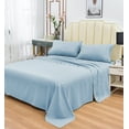thumbnail image 4 of Luxury Series Rayon Made from Bamboo Sheet Set - Wrinkle Free -Softer than Cotton- Deep Pockets - 4 Piece - 1 Fitted Sheet, 1 Flat, 2 Pillowcases California King, Light Blue, 4 of 4