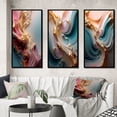 thumbnail image 1 of Designart "Exquisite Wave Symphony Liquid Gold and Pink IV" Abstract Shapes Framed Wall Art Set Of 3 - Gold Transitional Frame Canvas Set For Living Room Decor, 1 of 6