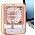 thumbnail image 1 of Escritorio pequeño y silencioso - Ventilador de dormitorio con luz nocturna LED - Ventilador eléctrico silencioso con nebulización de agua que funciona con pilas para el hogar, 1 of 3
