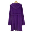 thumbnail image 6 of Hunpta Sleepwear Long Bathrobes for Men, Solid Color Men's Autumn Winter Plush Pure Color with Pockets Hats Warmth Home Clothing Bathrobe, Robes for Men Purple, 6 of 8