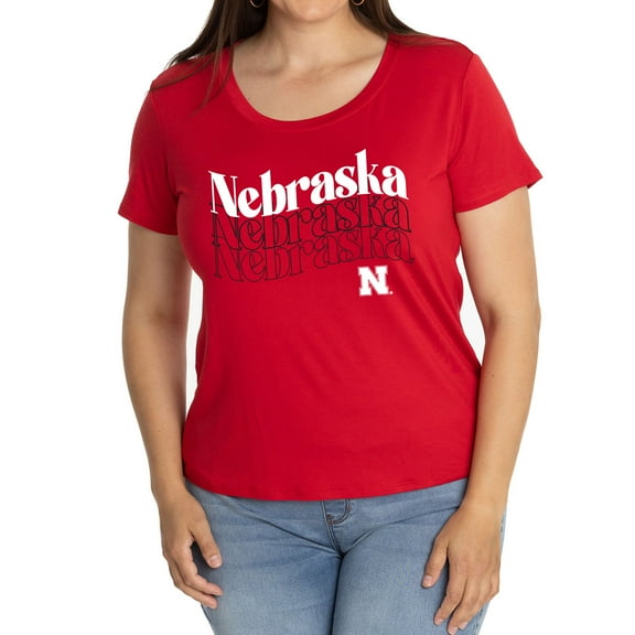 Women's Scarlet Nebraska Huskers Relaxed Scarlet Scoop Neck T-Shirt